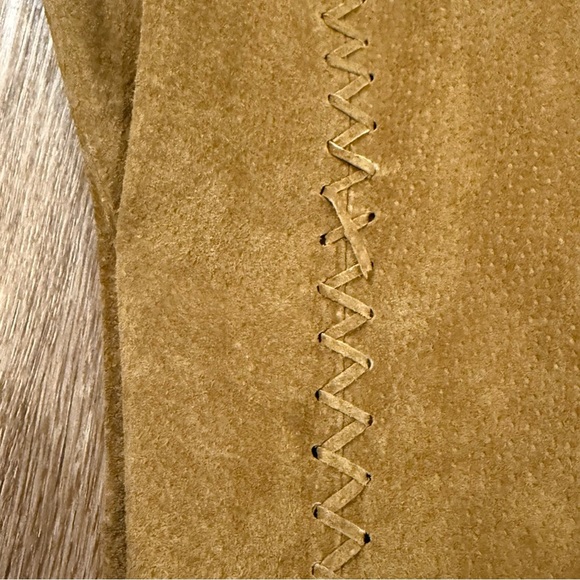 Vtg Y2K Wet Seal Leather Jacket Women’s Sz L Brown Suede Fringe Boho Western 70s - Picture 9 of 11